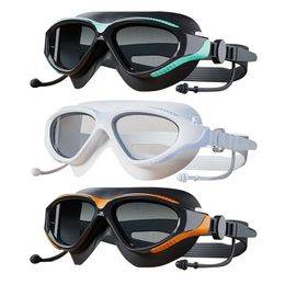 Lunes de nage de natation adultes avec bouchons d'oreille HD antifogye lunettes grand sabotage étanche 240416