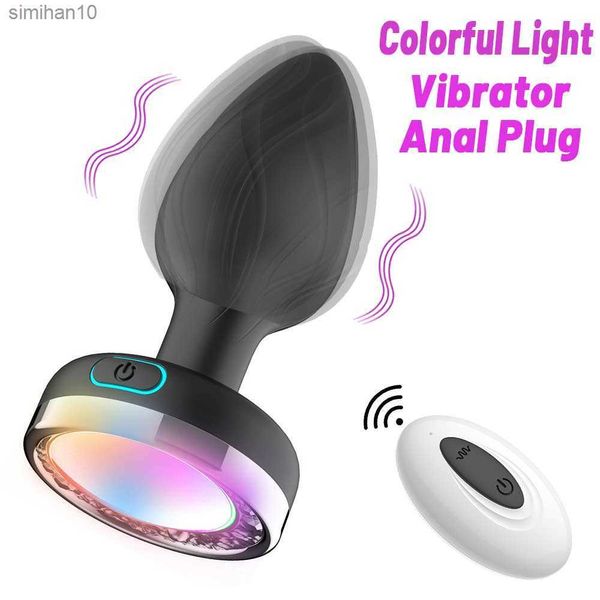 Juguetes para adultos 10 Frecuencia Butt Plug Luz colorida Anal Plug Vibrador Masaje de próstata Juguete sexual Mujeres Hombres Gay Adulto Control remoto inalámbrico L230519