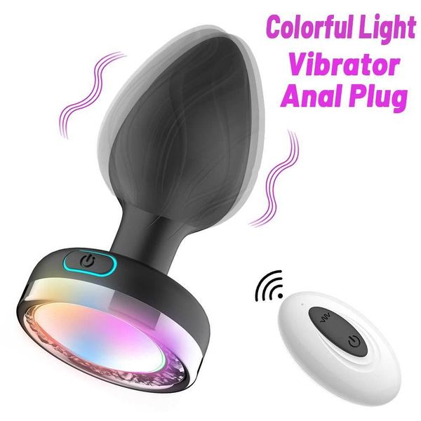 Juguetes para adultos 10 Frecuencia Butt Plug Luz colorida Anal Plug Vibrador Masaje de próstata Juguete sexual Mujeres Hombres Gay Adulto Control remoto inalámbrico 230719