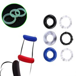 Jouets pour adultes 3PCS Cock Rings Lumineux Durable Réutilisable Silicone Agrandissement Du Pénis Sexe pour Homme Retarder L'éjaculation Scrotum Anneau De Verrouillage 230706