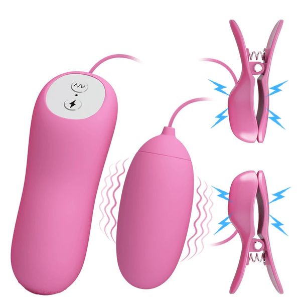 Juguetes para adultos 7 Vibración 3 Choque eléctrico Abrazaderas para pezones Huevo vibrante Vibrador para senos Clítoris Labios Clip Estimulación BDSM Juguete sexual para mujeres 231027