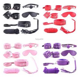 Jouets pour adultes 7 pièces Kit Bdsm jouets sexuels menottes boutique de bondage Menottes Juguetes sexuelles Para Parja auto adulte bouche Gag fouet jeu esclave Femdom