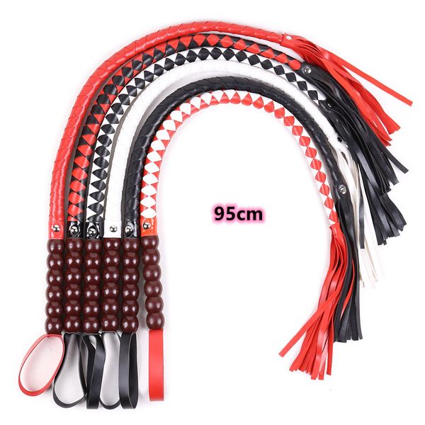 Juguetes para adultos 95 cm Esclavo de cuero Fetiche Nalgadas Látigo Juguetes sexuales para parejas Bdsm Bondage Juegos sexuales eróticos para jugar con paleta Kink Sadist Tool 230426