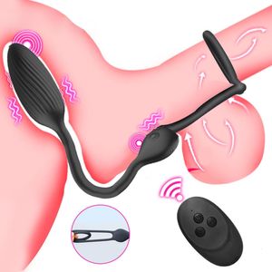Adult Toys Anal Vibrator for Men Male Delay Ejaculation Ring Buttplug Wireless Prostate Stimulator Massager Cock Rings Sex Toy for Couples 230519