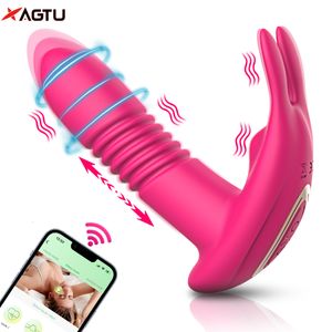 Volwassen Speelgoed App Controle Stak Vibrator Voor Vrouwen Roterende Telescopische Dildo G Spot Massage Clitoris Stimulator Seksspeeltje 230911