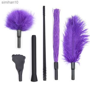 Toys voor volwassenen geassembleerd gratis seksaccessoires flirten veer spanking paddle bdsm siliconen zweep zachte handgreep 4 pc's sm kit voor volwassen games speelgoed l230519