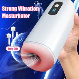 Juguetes para adultos Masturbador masculino automático Taza Vibración fuerte Máquina de mamada digital Coño real Masturbación Juguetes sexuales para hombres 230519