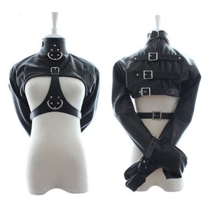 Jouets pour adultes BDSM PU cuir camisole de force retenue femme bondage sein manches exposées flirt femmes fétiche sex toy pour femmes 231216