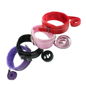 Volwassen Speelgoed Bdsm Seks PU-leer Pluche Halsband met kettingriem voor vrouw Terughoudendheid Fetisj Hond Slaaf Erotisch pakket Flirten Koppels 230925