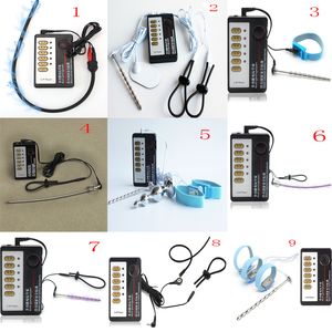 Juguetes para adultos BDSM Dos salidas Host Choque eléctrico Pene Plug Catéter Anillo Kits Estim Cock Dilatador uretral Productos sexuales masculinos 230824