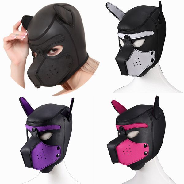 Jouets pour adultes Marque De Mode Rembourré Latex En Caoutchouc Jeu De Rôle Masque De Chien Masque De Fête Chiot Cosplay Tête Complète Avec Oreilles SM Sex Toys Pour Couples 230710