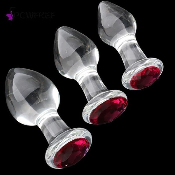 Juguetes para adultos Cristal Transparente Anal Plug Pink Diamond Butt Sexy para hombres Mujeres Insertar Buttplug Dildo Bdsm Analplug Sex Shop 230706