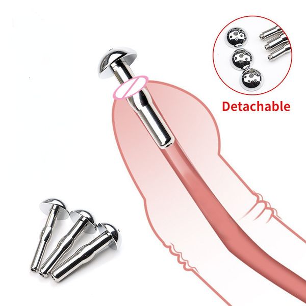 Juguetes para adultos Desmontable Uretral Plug Pene Sexo para hombres Masturbadores Catéter urinario de acero inoxidable Dilatador Insertar varillas de sonido 230404