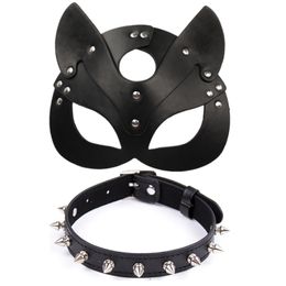 Volwassen speelgoed erotische vrouwen sexy masker half gezicht cosplay lederen seks Halloween Party Masquerade Ball Fancy S Punk Collar BDSM 230411