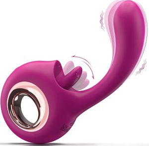 Toys voor volwassenen, G Spot Dildo Vibrator, 2 in 1 tong likken trillende rozen sex stimulator voor vrouwen met 9 modi, oplaadbare waterdichte volwassen seksspeeltjes voor vrouwen en koppels