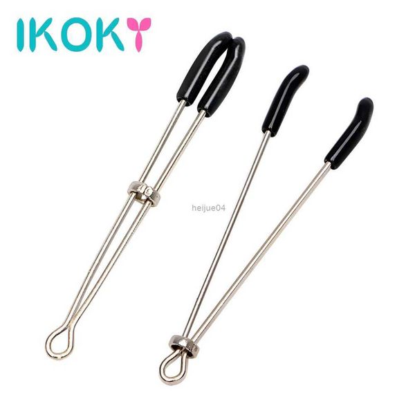 Juguetes para adultos IKOKY Un par de estimuladores de pezones, juguetes sexuales para parejas, clips para senos, papila, juguetes eróticos de metal de acero inoxidable, abrazaderas para pezones L, la mejor calidad