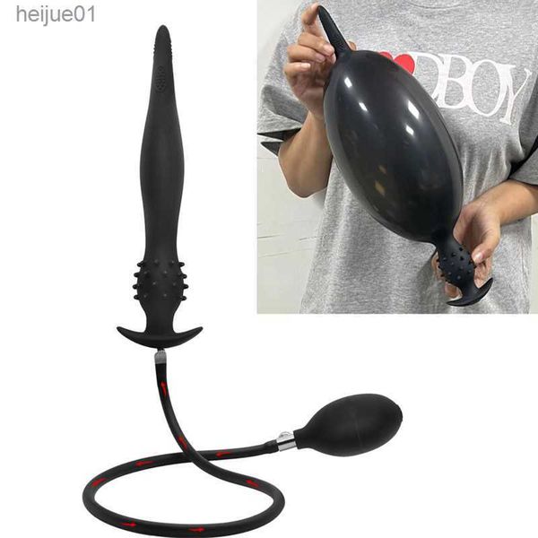 Juguetes para adultos Plug anal inflable Enorme Butt Plug Consolador de silicona Long Pull Bead Masturbadores Juguete anal Estimular G-Spot Juguetes sexuales para mujeres Hombres L230518