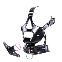 Jouets pour adultes Couvre-chef fétiche en cuir BDSM Couvre-chef de bondage Masque de retenue pour adulte Cosplay Femme Homme Jouets sexuels pour couples Femmes Fétiche Gay 231216