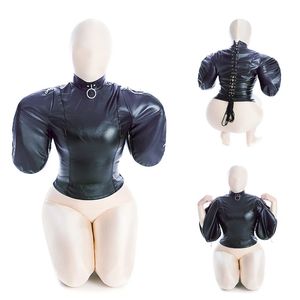 Jouets pour adultes En Cuir Retenue Carcan Double Bras Binder Sacs De Retenue BDSM Bondage Esclave Jeu De Rôle Momie Sexy Reliure Costume Femmes 231213