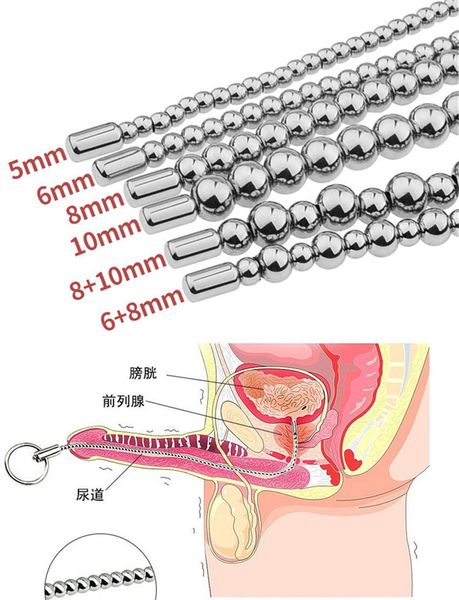 Jouets pour adultes Pénis masculin Perles Choc électrique Dilatateur urétral En acier inoxydable Masseur de prostate BDSM Retard Masturbation Sexe pour hommes 230404