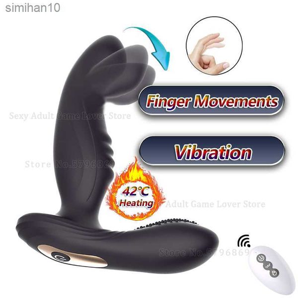 Jouets pour adultes Masseur de prostate masculin Tickle Anal Vibrator Butt Plug Chauffage Vibration Doigt Pull G-Spot Stimulation Adulte 18 Sex Toys Pour Hommes L230519