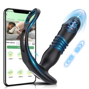 Juguetes para adultos Male Thrusting Prostate Massager Bluetooth APP Vibrador para hombres Gay Anal Plug Wireless Remote Butt Plug Sex Toy para parejas 230718