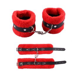 Jouets pour adultes Menottes en peluche Sexe avec masque pour les yeux pour hommes Femmes Bdsm Bondage Fétiche Esclave Roleplay Restrictions Flirter Costumes Érotiques 230925