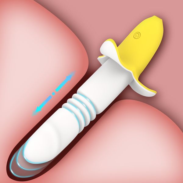 Juguetes para adultos potentes vibradores de plátano telescópico consolador vaginal estimulador de clítoris herramienta de masturbación hembra linda mujer producto sexual 230519