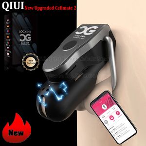 Jouets pour adultes QIUI mis à niveau Cellmate 2 pénis Cage APP télécommande choc électrique coq ceinture de chasteté serrure Sex Toy pour hommes Gay 230706