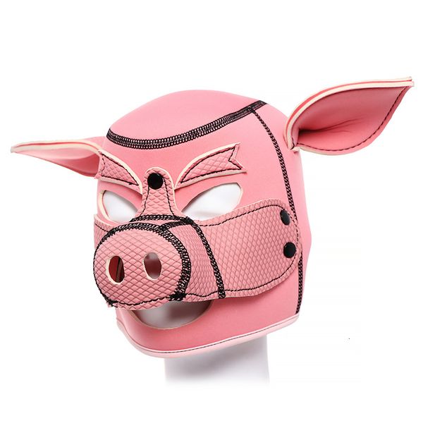 Jouets pour adultes Esclave en caoutchouc Masque de cochon de bondage BDSM Hood Accessoires de sexe pour hommes adultes Fetish Head Restraints Pet Play Hood Sex Toys pour hommes Gay 230413