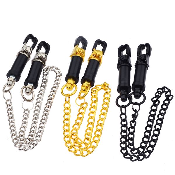 Jouets pour adultes Sex Breast Nipple Clamp Clips Silver Gold Purple Chain Nipple Clip Shaking Clamps Stimulate Clip Sex Slaves Adult Sex Toys 230426