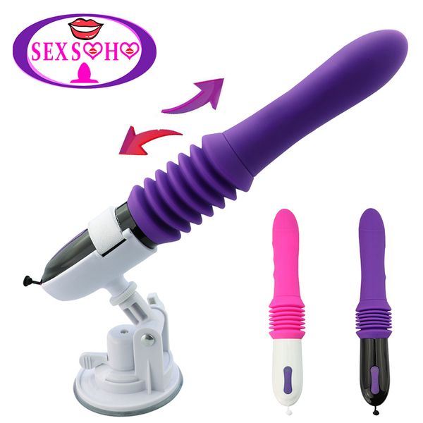 Jouets pour adultes Sex Machine Télescopique Gode Vibrateur Automatique Up Down Masseur G Spot Poussée Jouet Vaginal Rétractable Masturbation Féminine 230519