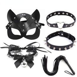 Volwassen speelgoed sexy kostuums Bdsm bondage leer kat masker accessoires halsband zweep mondknevel flirt erotische seks voor mannen vrouwen 18 230824