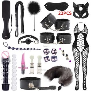 Jouets adultes en cuir sexy 8 kits en peluche sexe bondage ensemble menottes de sexe whip gag mamelon pinces sex toys for couples accessoires exotiques +18