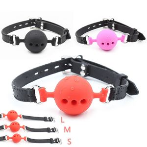 Jouets pour adultes Boule de gag en silicone souple BDSM Équipement de bondage oral Fétiche Bouche ouverte Jouets sexuels respirants pour couples Cosplay Esclave Accessoires exotiques 230426