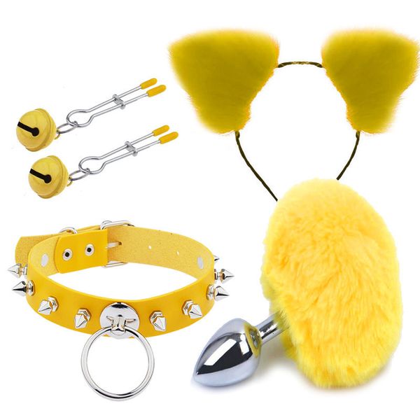 Jouets pour adultes Unisexe Sex Toys Kits Lapin Queue Anal Plug Chat Oreille Nail Collier Pince Du Sein Pour Adultes Jeux Cosplay Jeu de Rôle Flirt Tooys 230728