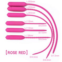 Volwassen Speelgoed Urethrale Klinkende Vibrators 5 5 7 5mm Siliconen Penis Plug Urethrale Geluid Trillingen Masturbators Voor Mannen Urethra inbrengen 230911