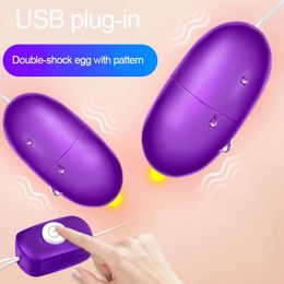 Volwassen Speelgoed USB springen ei unisex doubleshock doublejump variabele frequentie vibrator koppels flirten massage stok volwassen speeltjes 231017