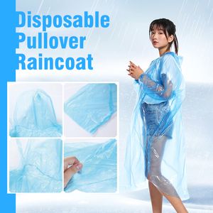 Adulte unisexe Transparent jetable imperméable vêtements de pluie scénique Camping en plein air à capuche étanche Portable jetable imperméable Poncho YL0042