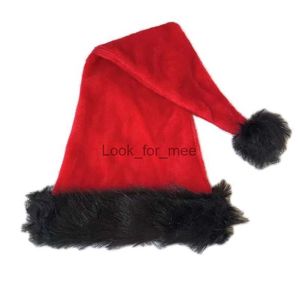 Gorro de Papá Noel de terciopelo para adultos Gorro cómodo Gorro de Papá Noel de Navidad de felpa rojo y blanco tradicional para regalos de Año Nuevo HKD230823