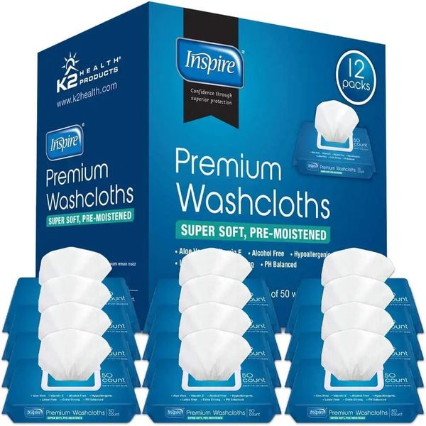 Toallitas húmedas para adultos Paños de lavado extra grandes para limpieza de incontinencia 8x12 600 unidades 12 paquetes de 50 240127