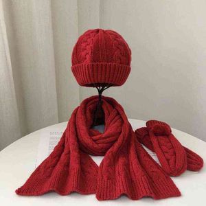 Adulte hiver chapeau écharpe gants ensemble combinaison mode chaud épais vendu cachemire tricoté bonnets cou hommes femmes 3 pièces/ensemble
