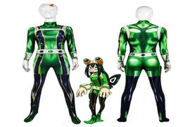 Adulte femmes enfants Cosplay Boku no Hero Academia Asui Tsuyu Halloween Anime film Seperhero Costume Zentai combinaison body Catsuit7693479