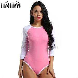 Adulte femmes manches longues presse bouton entrejambe coton une pièce barboteuse combinaison body cosplay costumes bodystocking pour femme T200702