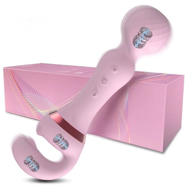 Le vibrateur orgasmique à double tête de jouets sexuels pour femmes adultes utilise le clitoris pour absorber les chocs et stimuler le masturbateur.Bâton AV, vibrateurs, jouet sexuel