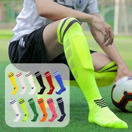 Chaussettes de football en nylon pour jeunes adultes et enfants, respirantes, hautes, pour entraînement, bas longs, sport, maille pratique, 240228