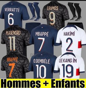 2023 2024 MBAPPE HAKIMI PLAYER 30 10 Jersey de football Vitinha N.Mendes 22 23 24 Maillots de football Verratti hommes enfants kit chemise uniformes HOMME ENFANT Fabian Sanches