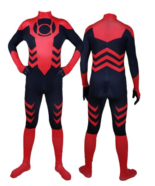 Adultos Kids Red Lantern Costume Halloween Zentai Bodysuit Man Boys Masculino Superhero