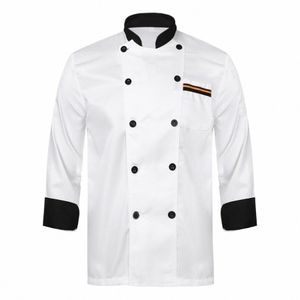 volwassenen Heren Dames Chef Shirt Lg Mouw Chef Jas Stand Kraag Butt Keuken Uniform Cafe Bakkerij Restaurant Hotel Kok Jas l2mg#
