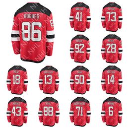 Maillots de hockey pour adultes # 63 JESPER BRATT # 91 DAWSON MERCER # 56 ERIK HAULA # 41 VITEK VANECEK maillot de joueur à domicile rouge noir blanc